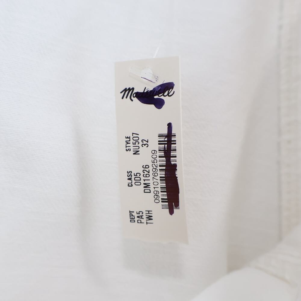 Madewell Fluted Distressed Hem Denim Midi Skirt Tile White Size 32 NWT - Picture 5 of 8